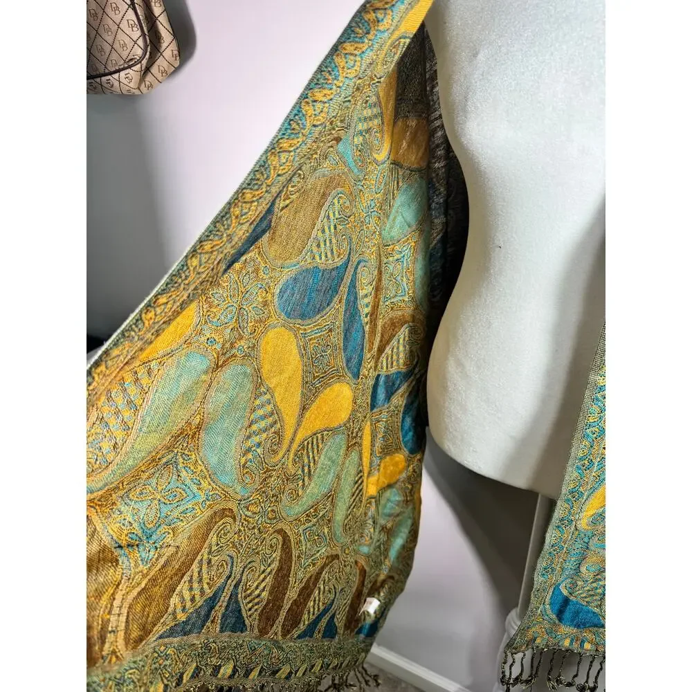 Large 100% Pashmina Scarf Shawl Wrap Fringe Paisley